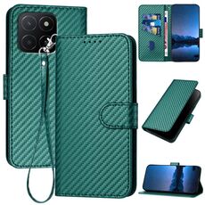 Per Honor X5b / X5b Plus Global YX0070 Custodia per telefono in pelle con fibbia in fibra di carbonio con cordino (verde scuro)