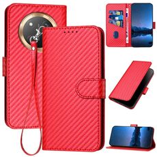Per Honor X9c Global YX0070 Custodia per telefono in pelle con fibbia in fibra di carbonio con cordino (rosso)