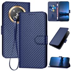 Per Honor X9c Global YX0070 Custodia in pelle con fibbia in fibra di carbonio e cordino (blu reale)