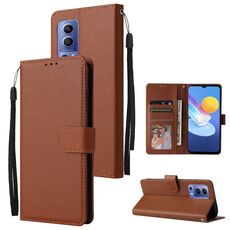 Per vivo Y72 5G Custodia per telefono in pelle multifunzionale con 3 slot per schede (marrone)