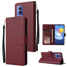 Per vivo Y72 5G Custodia per telefono in pelle multifunzionale con 3 slot per schede (rosso vino)