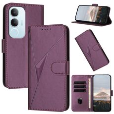 Per vivo Y19s Global Triangle Pattern Fibbia Custodia in pelle per telefono (viola scuro)