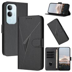 Per vivo Y19s Global Triangle Pattern Fibbia Custodia in pelle per telefono (nero)