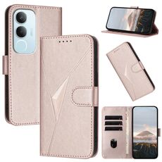Per vivo Y19s Global Triangle Pattern Fibbia Custodia in pelle per telefono (oro rosa)