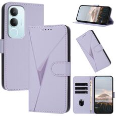 Per vivo Y19s Global Triangle Pattern Fibbia Custodia in pelle per telefono (viola chiaro)