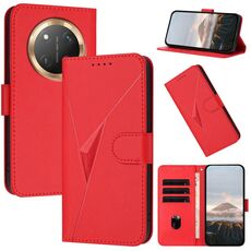 Per Honor X9c Custodia per telefono in pelle con fibbia a forma di triangolo globale (rosso)