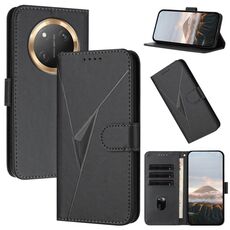 Per Honor X9c Custodia per telefono in pelle con fibbia a forma di triangolo globale (nero)