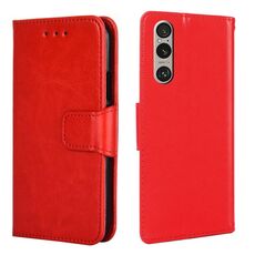 Per Sony Xperia 1 VI Custodia in pelle con texture cristallina (rosso)