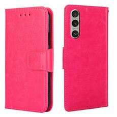 Per Sony Xperia 1 VI Custodia in pelle con texture di cristallo (rosso rosa)