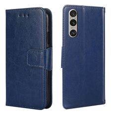 Per Sony Xperia 1 VI Custodia in pelle con texture cristallina (blu reale)