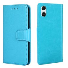 Per Sony Xperia 10 VI Custodia in pelle con texture cristallina (blu cielo)
