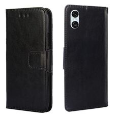 Per Sony Xperia 10 VI Custodia in pelle con texture di cristallo (nero)