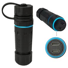Adattatore accoppiatore dritto femmina-femmina da 10 Gpbs IP68 impermeabile a due porte di tipo C con copertura protettiva
