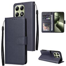 Per Xiaomi 14T Pro Custodia per telefono in pelle multifunzionale con 3 slot per schede (blu navy)