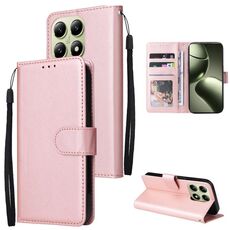 Per Xiaomi 14T Pro Custodia per telefono in pelle multifunzionale con 3 slot per schede (oro rosa)