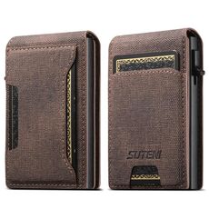 Suteni Denim Texture Key Press Automaticamente Pop Up Card Box (Marrone)