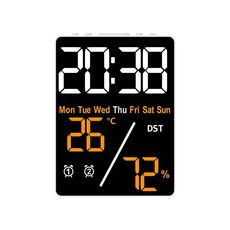 Sveglia elettronica multifunzione con display di temperatura/umidità, colore: arancione bianco
