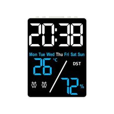 Sveglia elettronica multifunzione con display di temperatura/umidità, colore: blu bianco