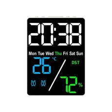 Sveglia elettronica multifunzione con display di temperatura/umidità, colore: bianco a tre colori