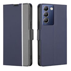 Per vivo Y100 5G IDN Twill Texture Custodia in pelle con pulsanti laterali (blu)