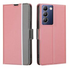 Per vivo Y100 5G IDN Twill Texture Custodia in pelle con pulsanti laterali (rosa)
