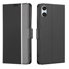 Per Sony Xperia 10 VI Custodia in pelle con pulsanti laterali in twill texture (nero)