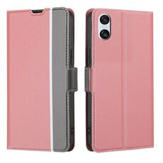 Per Sony Xperia 10 VI Custodia in pelle con pulsanti laterali in twill texture (rosa)