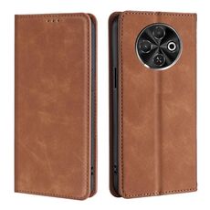 Per Tecno Spark 30C 4G Custodia in pelle magnetica Skin Feel (marrone chiaro)