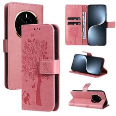 Custodia per telefono in pelle con motivo a rilievo For Honor Magic7 Tree & Cat (rosa)