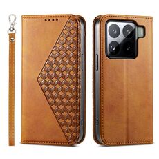 Per Xiaomi 15 Custodia per telefono in pelle magnetica con texture di vitello a griglia cubica (giallo)