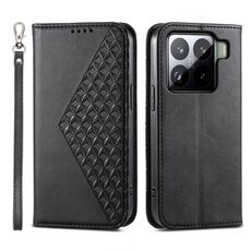 Per Xiaomi 15 Pro Custodia per telefono in pelle magnetica con texture di vitello a griglia cubica (nero)
