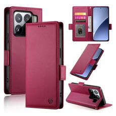 Per Xiaomi 15 Pro Custodia per telefono in pelle smerigliata magnetica con fibbia laterale (rosso vino)