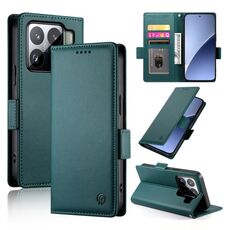 Per Xiaomi 15 Pro Custodia per telefono in pelle smerigliata magnetica con fibbia laterale (verde scuro)