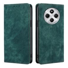 Per Redmi 14C 4G RFID Anti-furto Spazzola Magnetico Custodia in Pelle per Telefono (Verde)