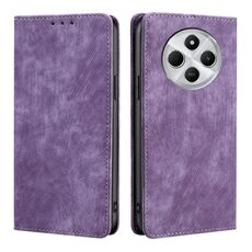 Per Redmi 14C 4G RFID Anti-furto Spazzola Magnetico Custodia in Pelle per Telefono (Viola)