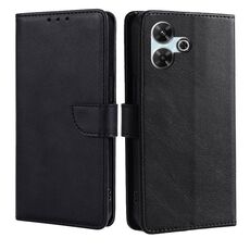 Per Redmi 13 4G Custodia per telefono in pelle con fibbia a ribalta con texture di vitello (nero)