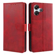 Per Redmi 13 4G Custodia per telefono in pelle con fibbia a ribalta con texture di vitello (rosso)