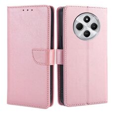 Per Redmi 14C 4G Custodia per telefono in pelle con fibbia a ribalta e texture in vitello (oro rosa)
