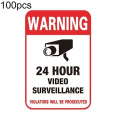 100 adesivi di avvertimento per monitor video 24 ore su 24