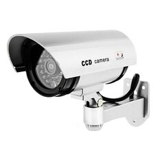 Telecamera di sorveglianza impermeabile con simulazione di luce LED (argento)
