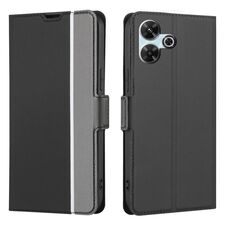Per Redmi 13 4G Twill Texture Custodia in pelle con pulsanti laterali (nero)