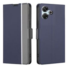 Per Redmi 13 4G Custodia in pelle con pulsanti laterali in twill texture (blu)