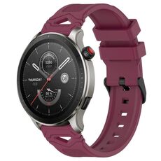 Per Amazfit Watch 22mm Cinturino in silicone con fibbia nera punteggiata (rosso vino)