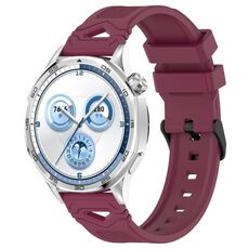 Per Huawei Watch 22mm Cinturino in silicone con fibbia nera punteggiata (rosso vino)