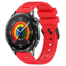 Per Huawei Watch 22mm Vertical Pattern Black Buckle Silicone Watch Band (Rosso)