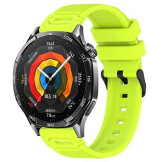 Per Huawei Watch 22mm Vertical Pattern Black Buckle Silicone Watch Band (verde lime)
