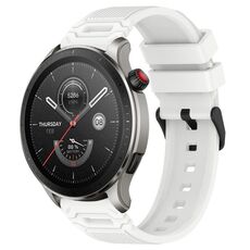 Per Amazfit 22mm Vertical Pattern Black Buckle Silicone Watch Band (Bianco)