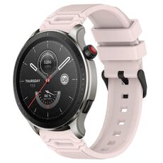 Per Amazfit Watch 22mm Vertical Pattern Black Buckle Silicone Watch Band (Rosa)