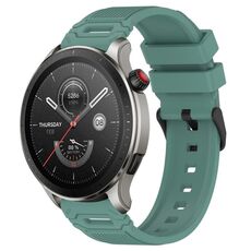 Per Amazfit Watch 22mm Vertical Pattern Black Buckle Silicone Watch Band (verde oliva)