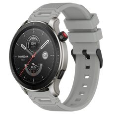 Per Amazfit 22mm Vertical Pattern Black Buckle Silicone Watch Band (Grigio)